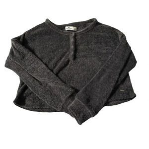 Hollister women's xs grey fuzzy cropped sweater